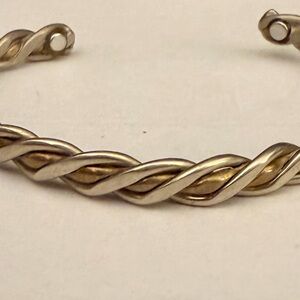 Sophisticated Twisted Silver and Gold Bracelet
